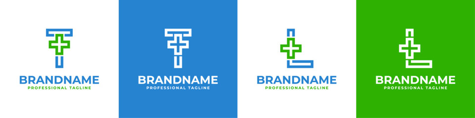 Obraz premium Letter T Medical Cross Modern Logo, suitable for business related to Medical Cross or Pharmacy with T initial