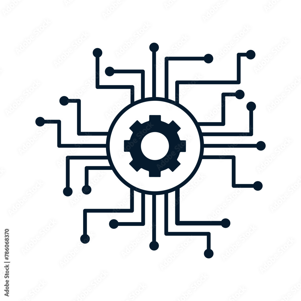 Poster the concept of implementing software process automation systems. vector icon isolated on white backg