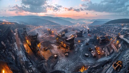 Panoramic view of the coal mine in the quarry