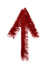 Watercolor arrow red on a white background