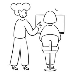 businesswoman giving direction to her employees illustration
