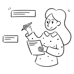 businesswoman making a list of plans illustration