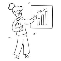 businesswoman presenting increased profits illustration
