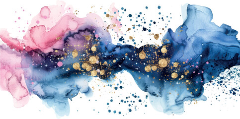 watercolor background brush strokes, pink blue gold