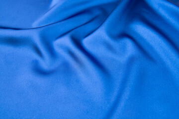 Blue satin or silk fabric as background - 786069965