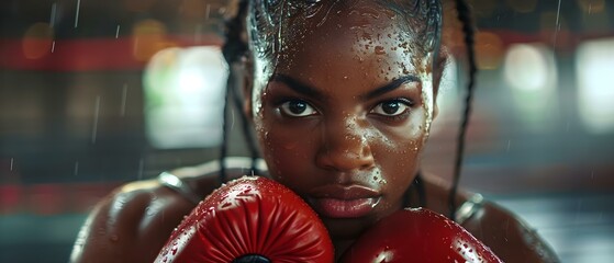 Determination in Sweat: Female Boxer's Grit. Concept Female Boxer, Determination, Grit, Strength, Sweat