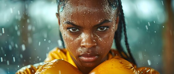 Determined Boxer Radiates Focus and Power. Concept Athlete Photoshoot, Bold and Strong, Sports Portraits - obrazy, fototapety, plakaty