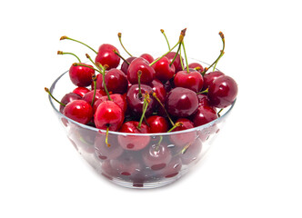 Sweet ripe cherry isolated on white background.