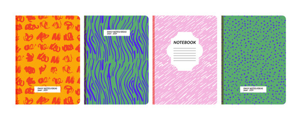 Vector illustration templates contemporary abstract cover pages for notebooks, planners, brochures, books, catalogs. Minimal modern backgrounds.