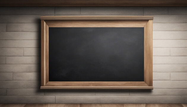 Empty blank old anthracite blackboard with wooden frame and space for text