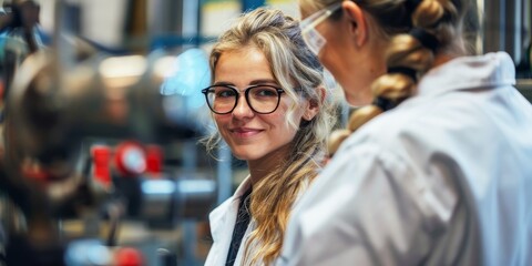 Confident female scientist in laboratory