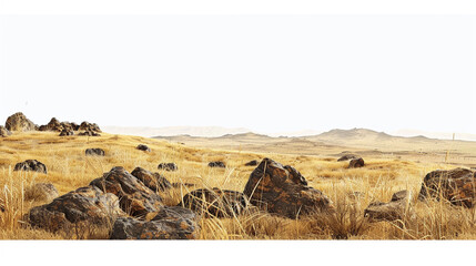 Savanna Landscapes: Faded Grass and Rocks 