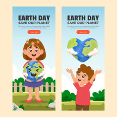 Earth day hand drawn banner set - 786076196