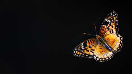An exquisite butterfly with orange and black patterns is perched quietly, exuding a sense of peace...