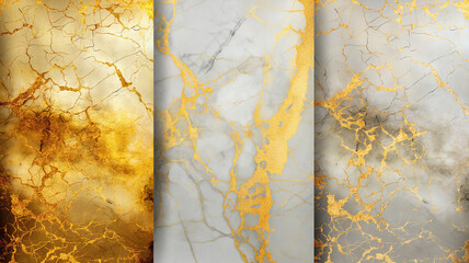 Set of White Black Gold Marble Floor Texture and Compositions. Particles pattern. Interior marble for wall.