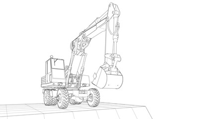 excavator 3d illustration	
