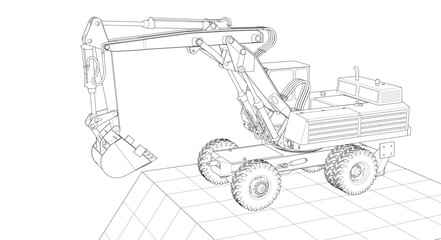 excavator 3d illustration	
