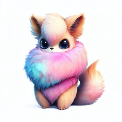 Fototapeta premium 3D furry forest animal with beautiful colors and white background. with Generative AI technology