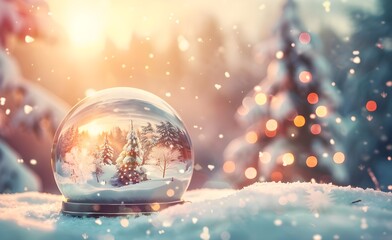 Fototapeta na wymiar A snow globe showcasing a Christmas tree, encapsulating the festive spirit in a miniature winter wonderland.