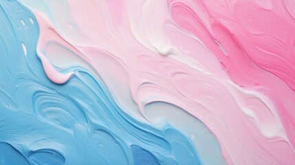 Fototapeta premium Art oil and acrylic smear blot canvas painting stucco wall. Abstract texture pink, blue, white color stain brushstroke relief grain texture background. High quality photo