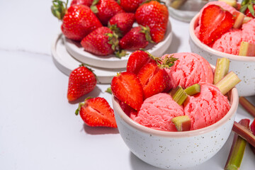 Rhubarb and strawberry ice cream
