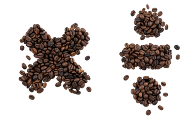 Multiplication and division sign made of coffee on a transparent background.