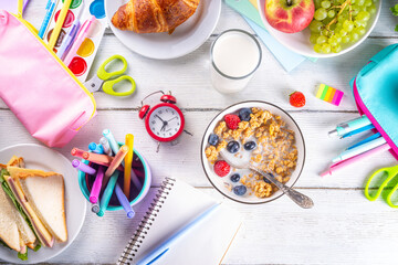 School kids healthy morning breakfast