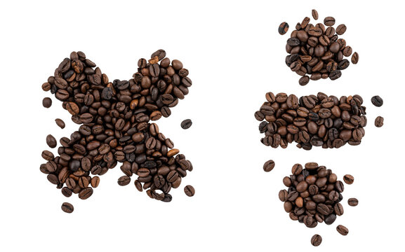 Multiplication and division sign made of coffee on a transparent background.