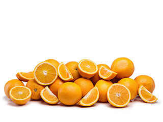 Vitamin C, citrus and orange with fiber, slices in studio for health or wellness in mockup space....