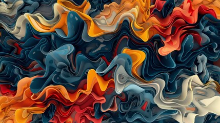 A 3D rendering of a colorful abstract landscape with smooth, flowing shapes and vibrant colors. - obrazy, fototapety, plakaty