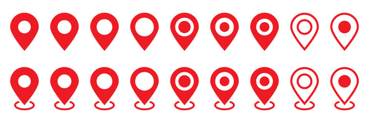 Maps pin. Red location map icon. Navigation gps sign.