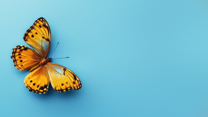 A striking image of an orange butterfly with its wings fully spread, contrasting against a solid...