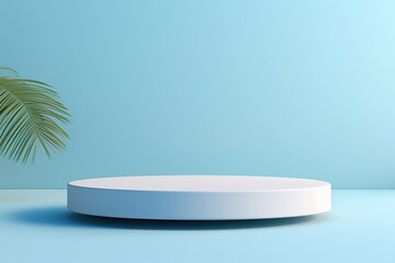 Minimal background. Podium and light blue background for product presentation. 3d rendering illustration