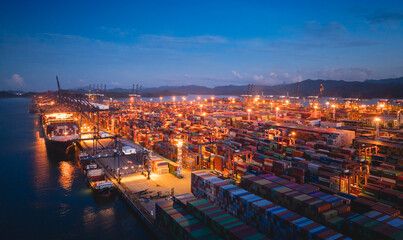 Obraz premium Aerial view of Yantian international container terminal in Shenzhen city, China
