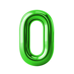 3D rendering of the green number "0" isolated on a transparent background. This image can be used with PNG cutouts or clipping paths. This ensures that it blends seamlessly into the design.