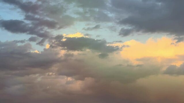View of storm clouds during sunset, Gorgeous View of Sky and Clouds during Sunset over Fujairah, UAE. High quality 4k footage