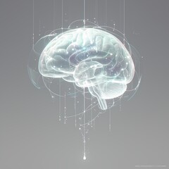 Sci-Fi Style Human Head Brain Illustration with Virtual Reality and Artificial Intelligence Elements