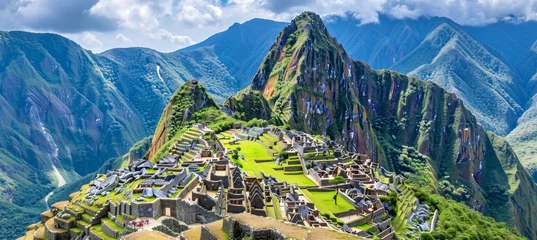 Foto auf Acrylglas Machu Picchu Ancient incan citadel  machu picchu sanctuary on andes mountain ridge in peru s eastern cordillera