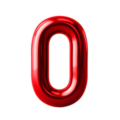 3D rendering of bright red number "0" isolated on transparent background. This image can be used with PNG cutouts or clipping paths. This ensures that it blends seamlessly into the design.