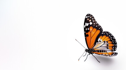 This image captures the iconic monarch butterfly in its full glory with wings spread, showcasing...