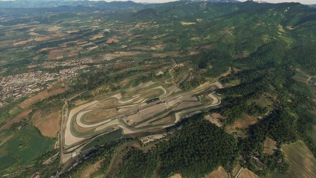 Aerial view of Mugello Circuit in Scarperia e San Piero - Florence - Tuscany. Italy