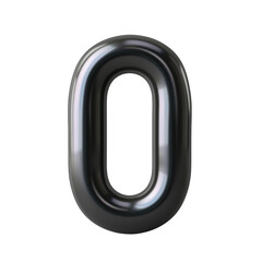 3D rendering of the black number "0" isolated on a transparent background. This image can be used with PNG cutouts or clipping paths. This ensures that it blends seamlessly into the design