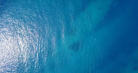 Top view of clear blue ocean water in Asia