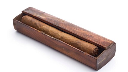 Antique Cigar Box Shape on a White Background