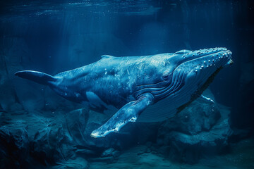 Blue whale under water