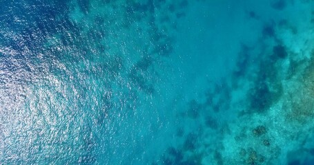 Aerial view of the turquoise water in the Maldives
