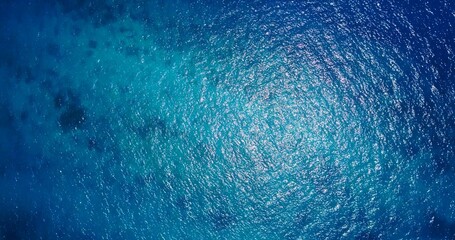 Aerial view of the clear blue water in the Maldives