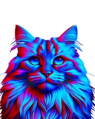 AI illustration of an oversaturated chroma cat - obrazy, fototapety, plakaty
