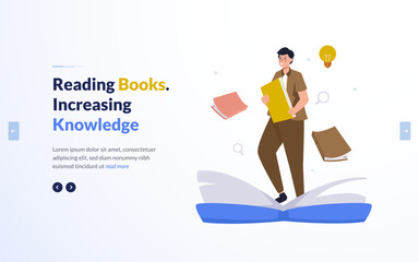 Education reading book online learning illustration design