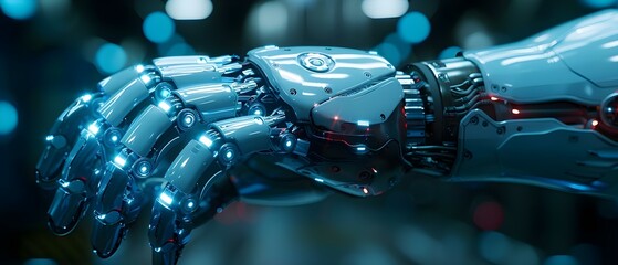 Synergy of Man and Machine: The Future of Industry. Concept Automation in Manufacturing, Robotics Integration, AI in Industrial Processes, Human-Machine Collaboration, Innovations in Industry